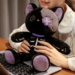 35cm 2 Colors Skeleton Cat Plush Toys Unique Cat Stuffed Animals Halloween Skeleton Cat Plush Doll Eid Mubarak Halloween Gifts