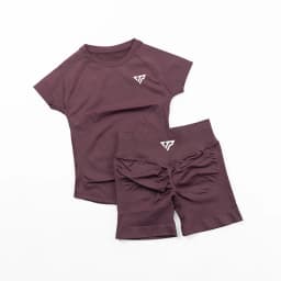 Keep That Pump 2 Piece Seamless Leggings with Recoil Scrunch Shorts Yoga Short Sleeve Women's Gym Tight Hip Workout Short