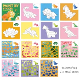 2Style 15Pcs/book Land Animals and Sea Creatures Theme Sticker Book DIY Free Collage Puzzle Leisure Stickers
