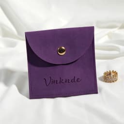 100pcs Soft Microfiber Jewellery Pouches Half Circle Snap Flap Custom Logo Suede Button Bag For Earring Ring Jewelry Packaging