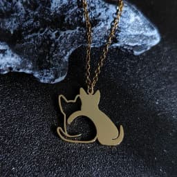 Double Cat Pattern Pendant Necklaces for Women Cute Couple Gold Choker Fine Animal Stainless Steel Jewelry Valentine's Day Gifts