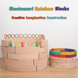 Kids Rainbow Building Blocks Wooden Toys Constructor Stacking Games Droplets Cones Mushrooms Montessori Materials Education Toys