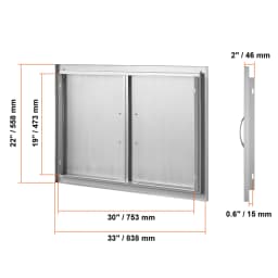 SucceBuy BBQ Access Door Double Outdoor Kitchen Stainless Steel Flush Mount Door for BBQ Island Grilling Station Outside Cabinet