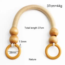2/4Pcs 37/48cm Wooden Beaded Purse Frame Rope Wrapped Bag Handles for Crochet Beach Totes DIY Bags Making Replacement Supplies