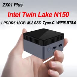 SZBOX ZX01 PLUS Pocket Mini PC Intel N150 LPDDR5 12GB M.2 SSD Type-C Office Desktop Gamer Computer Wifi5 BT5.0 Windows 11 PRO