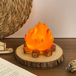 Mini Cute Cartoon Campfire Silicone Night Light, Creativity LED Flame Simulation Log Lamp, Soft Glow Bedroom Ambience Decor Toys