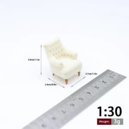 1Pcs Mini Sofa Chair 112 120 125 130 Scale Dollhouse Flocked Armchair for DIY House Scene Decoration