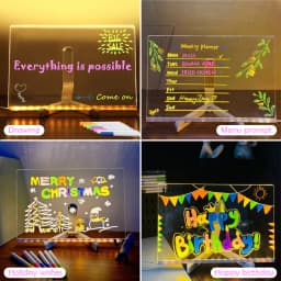 LED Note Board Night Light with 7 Colors Pen Lighted Acrylic Drawing Board Glowing Message Marker Board For Office School Home