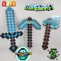 30~45cm Minecrafte Foam Sword Blue Purple Grey Axe MC Shovel Diamond Pickaxe Yellow Sword My World EVA Toy for Outdoor Cos Toys