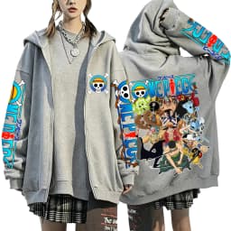 One Piece Luffy Zoro Sanji All Characters 2026 New Japanese Anime Fashion Y2K Casual Sportswear Men's Couple Style Zip Up Hoodie