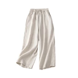 Cotton LinenCasual Solid Lace Up Elastic High Waist Loose Wide Leg Women's Pants Ankle-Length Pants For Women Clothing Fashion
