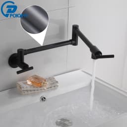 Chrome Black Wall Mounted Faucet Single Cold Water Tap 360 Rotating Spout Washing Faucet Folding Neck Bathroom Kitchen Tap
