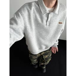 Autumn Men's Casual Solid Color Polo Neck Sweatshirt American Style Couple Loose Long Sleeve Turn down Collar Top Hoodies