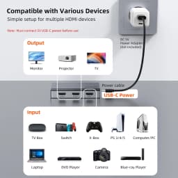 CABLETIME HDMI Splitter 1 IN 2 4K 60Hz LED Light Screen Splitter for HDTV Computer Monitor Switch PS5 Xiaomi Macbook Laptop