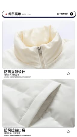 Men Color Block Stand Collar Cotton Coat Men Korean Style Quilted Cotton Outerwear Couple Matching Warm Padded Windproof Parkas