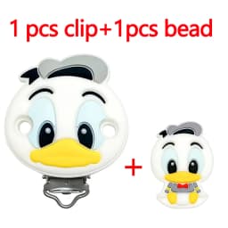 2pcs/set Silicone Cartoon Animal Pacifier Clip Molar Bead DIY Pacifier Chain Jewelry Accessories