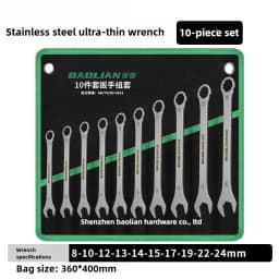 3mm Ultra-thin Open Box Dual-purpose Wrench Set 6-24mm Stainless Steel Spanner Metric Ratcheting Combination Wrench Kit with Bag