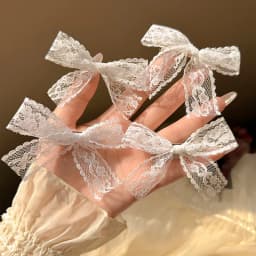 Women's Lace Bow Hair Clip Side Bangs Double Ponytail Hairpins Sweet Stylish