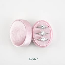 TAIMY Velvet Mini Oval Ring Box Personalized Custom Logo Muti Color 1 2 3 Slots Double Ring Box Engagement Marry Ring Box