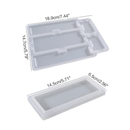 A52E Dominoes Box Silicone Mold for Resin Casting Dominoes Storage Box Resin Mold for Epoxy Crafts Making Tool 19x15cm