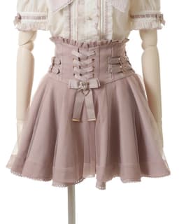 Japanese Liz New Summer Lace Edge Leather Ring High Waist Pleated Skirt Ribbon Bow All-match Short Skirts Big Bow Lolita Blouses