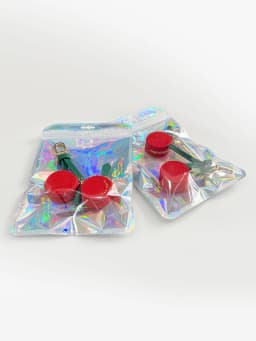 Fashion Personality Red Cherry Shape Fruit Pendant Coin Purse Mini Cute Keychain PU Leather Bag Pendant Small Bag Gift for Girls