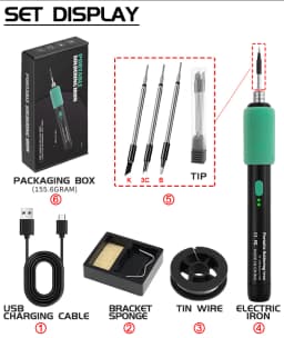 LF USB Soldering iron 8W 3-levels Adjust temperature Li battery charge soldering iron Welding Set DIY Home Repair solder set