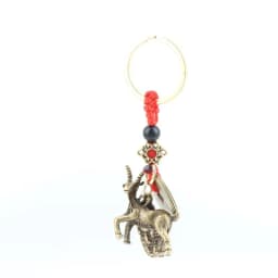 New Year 2027 Sheep Lucky Pendant Keychain Pi Xiu Feng Shui Wealth Key Ring Vintage Red String Knot Bag Pendant Jewelry Gift