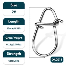 PROBEROS 200pcs Fishing Snap Lure 00#-4# Connector Fishing Clip Carabiner Snap Quick Change Snap Terminal Stainless Steel Tackle