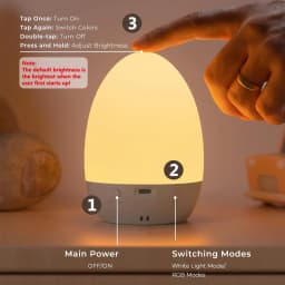 Egg Shape Baby Night Light for Breastfeeding Kids Gift 3 Color Temperatures 12 RGB Colors Skin Feel Touch Room Ambient Lighting