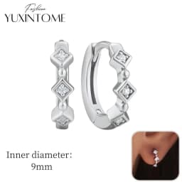 925 Sterling Silver Ear Needle Hoop Earrings Crystal Circle Small Huggie Earrings for Women Simple Females Girls Jewelry