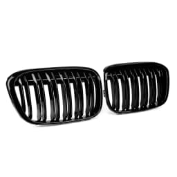 Double Line Car Front Bumper Kidney Grill Grilles For BMW X1 F48 F49 2016 2017 2018 2019 2020 M Style Racing Grille Glossy Black