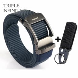 Fashion Metal Automatic Buckle Webbing Belts For Men Thick Tough Canvas Tactical Belt Outdoor 3.4cm Jeans Pants Waistband Hiking