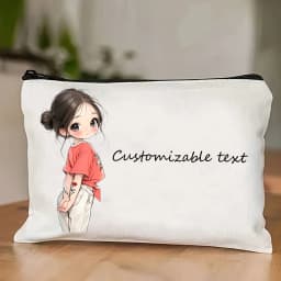 Chic Custom Name Unique Vintage Cute Floral Makeup Bags for Girls Cosmetic Pouch Toiletry Bag Pencil Case Travel Storage Handbag
