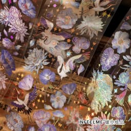 3 Sheets/pack Sky Light Flower Shadow Series 3D Color Hot Gilding PET Stickers China Retro Plants Scrapbook Decorations