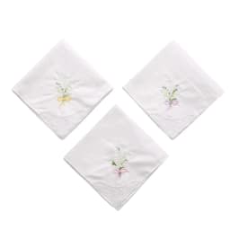 Ladies Cotton Embroidery Handkerchiefs Womens Soft Solid Candy Color Flowers Lace Edging Hankies for Wedding Party