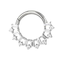 ASTM F-136 Titanium EAR Nose Ring PIERC CZ Surround Segment Ring  Hoop Face Hinged Clicker Labret Ear wheel Cartilage Piercing