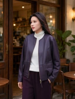 April 9th plus Size Women's Jacket Coat Large Zipper Leather Style Autumn Winter Fashion Korean Version Long Sleeve Coat