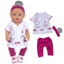 38cm doll clothes for 43cm Bebe doll boy clothes pants blue elephant set for 17" doll fur pajama