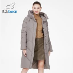 ICEbear 2023 winter quilted coat new long womens cotton jacket warm casual hooded parka GWD3716I