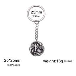 EUEAVAN Retro Mysterious 24 Runes Keychain Norse Viking Jewelry Courage Charm Letter Amulet Keyring for Women Men Accessories