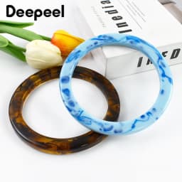2Pcs 9.4cm Resin Round Bags Handle Plastic Amber O Ring for Wovenbag Purse Handbag Handles DIY Handmade Craft Bag Accessories