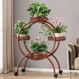 Floor Standing Mobile Plant Rack with Wheels Epipremnum Pot Stand Iron Multi-Layer Balcony Flower Shelf Storage Organizer