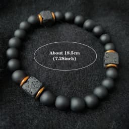 Elastic Men's Volcanic Stone Bracelet with Square Black Agate Fashionable Jewelry Suitable for Modern Gentlemen Magnetic Therapy