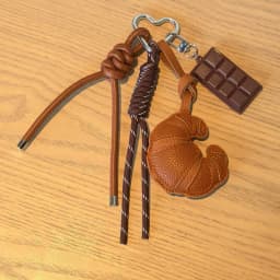 New Braided Rope Croissant Keychain Heart Shape Mobile Phone Chocolate Bag Pendant Charms Ornaments Gifts
