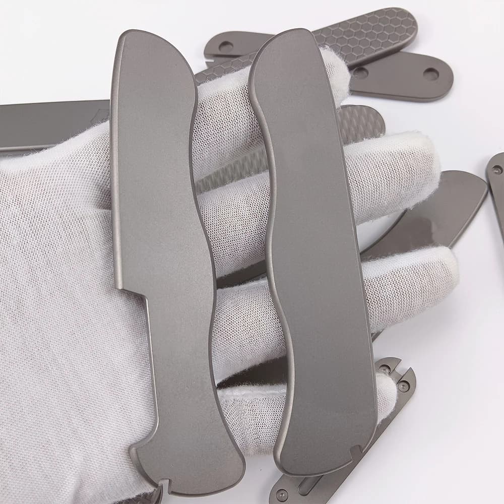 1Pair Titanium Alloy Handle Scales for 111MM Swiss Knife Patch with Slots for Toothpick Tweezers Modification Accessories