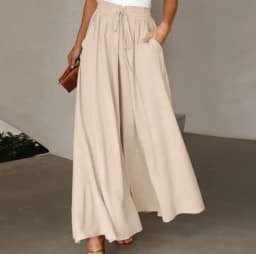 Spring and Summer Women's Trousers Elastic Waist Solid Color Fashion High Waist Simple Versatile Basic Pants