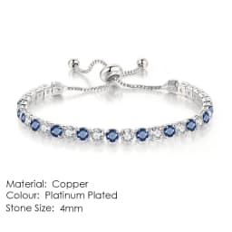 Chic 4mm Round Colorful Crystal Tennis Bracelets Silver Color Adjustable Folding Buckle Chain Bracelet on Hand Fashion Jewelry