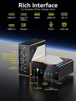 GMKtec AI Mini PC EVO-T1 Intel Core Ultra 9 285H OCulink MINI PC 2*DDR5 3*PCIe4.0 Desktop Supercomputing Center Built-in 32b LLM