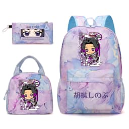 Kochou Shinobu Print School Backpack Set with Lunch Bag Pencil Case for Girls Kids Student Bookbag